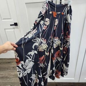 Free People Super Wide Leg Culotte Pants Modal Size 12 High Rise Floral